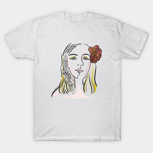 WOMAN LINEART PORTRAIT T-Shirt by tizicav